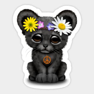 Cute Hippie Black Panther Cub Sticker